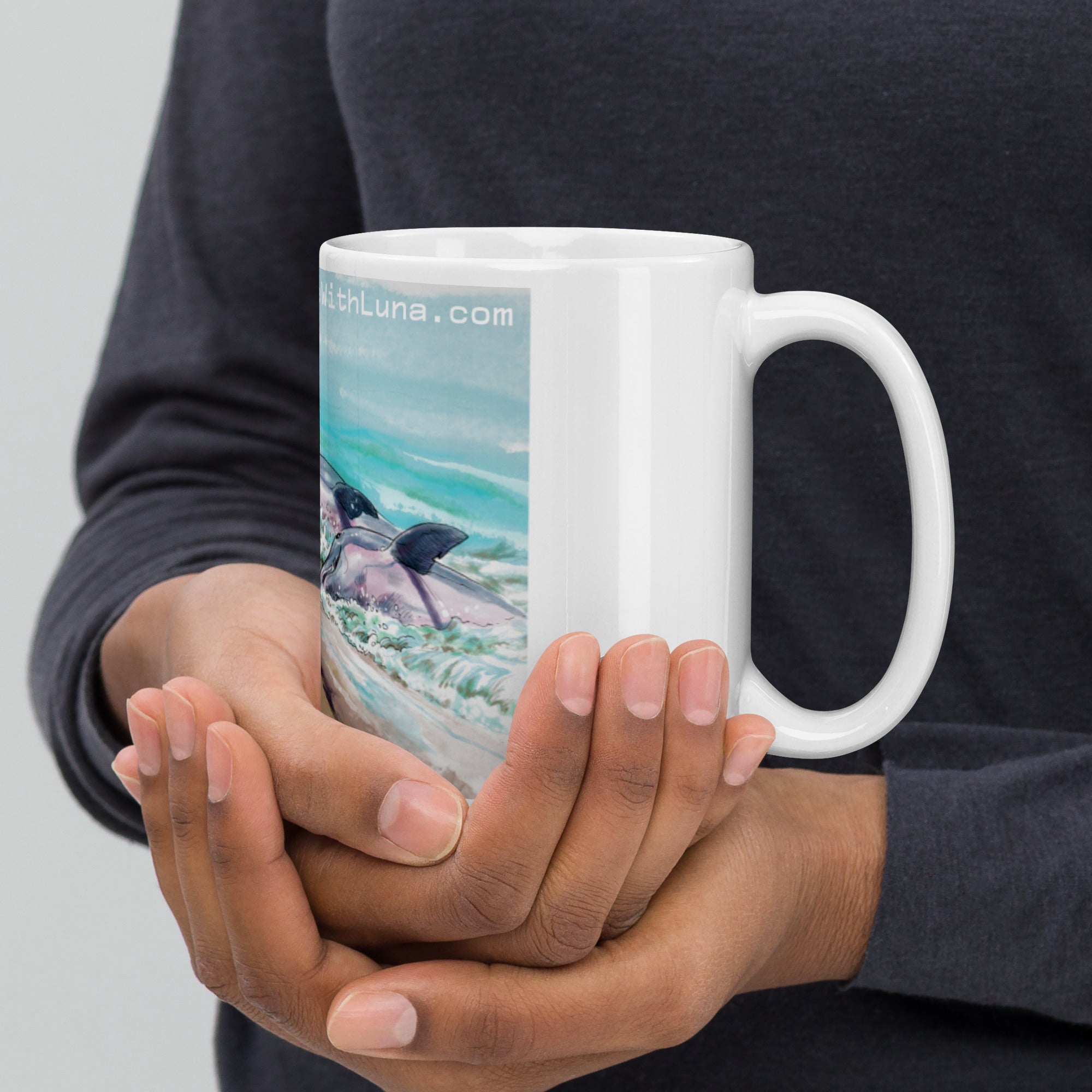 "Pelican Mooch" White glossy mug